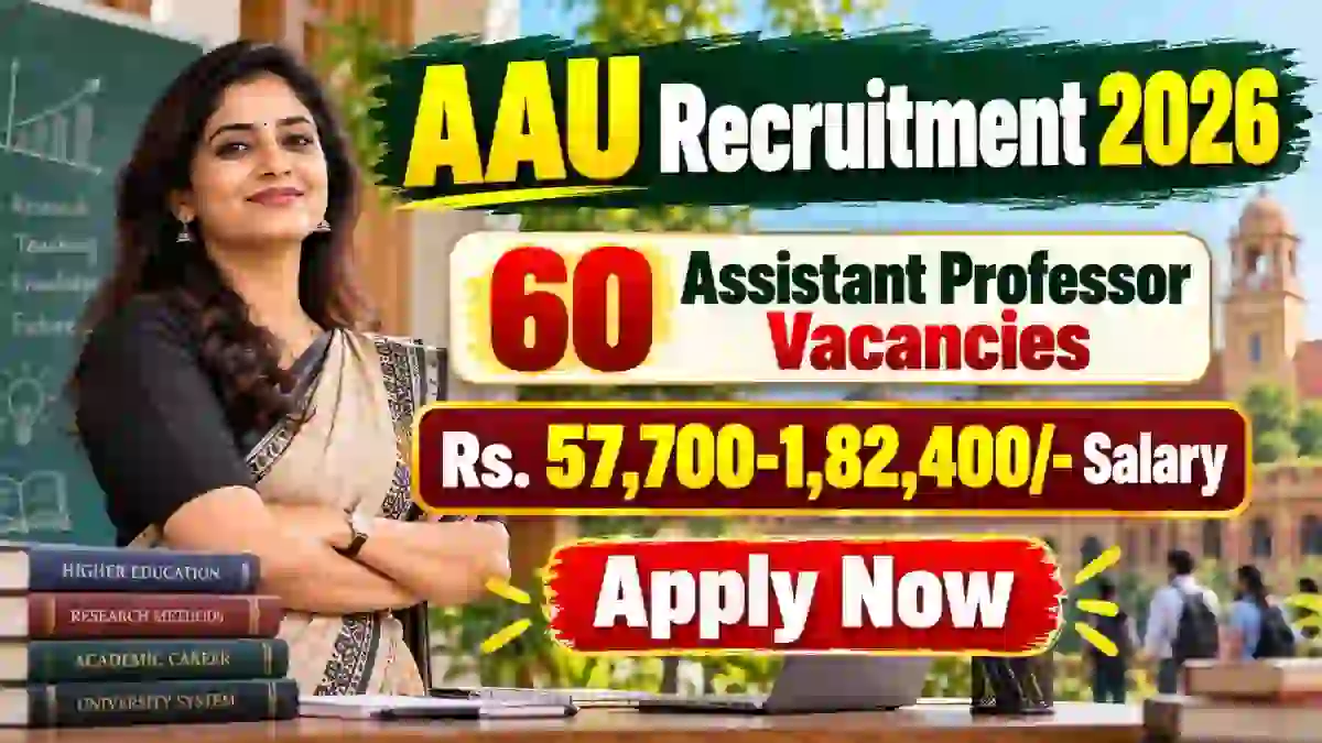 AAU Assistant Professor Recruitment 2026 Notification Out - Apply Online for 60 Posts