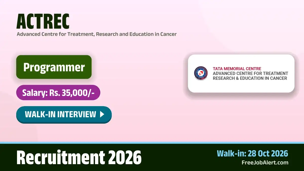 ACTREC Programmer Recruitment 2026 – Walkin