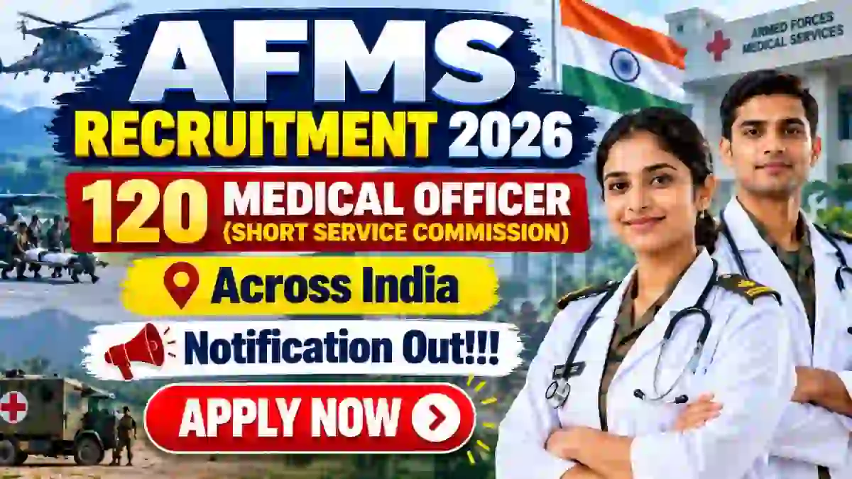 AFMS SSC Medical Officer Recruitment 2026 Short Notice Out – Apply Online for 120 Posts