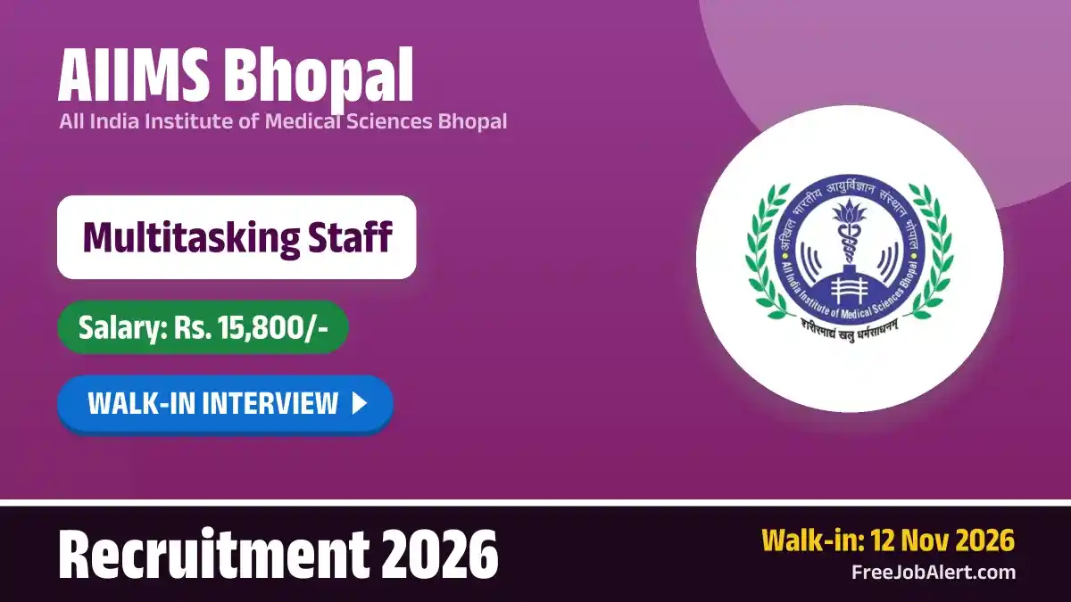 AIIMS Bhopal Multitasking Staff Recruitment 2026 – Walkin
