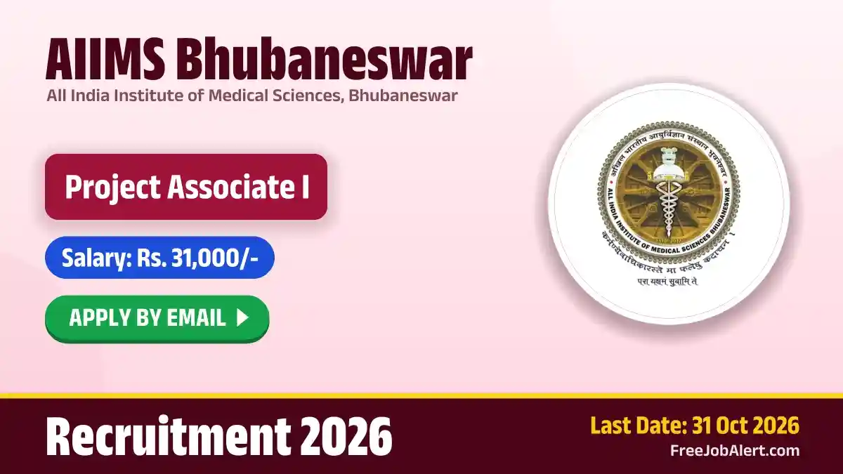 AIIMS Bhubaneswar Project Associate I Recruitment 2026 – Apply Online