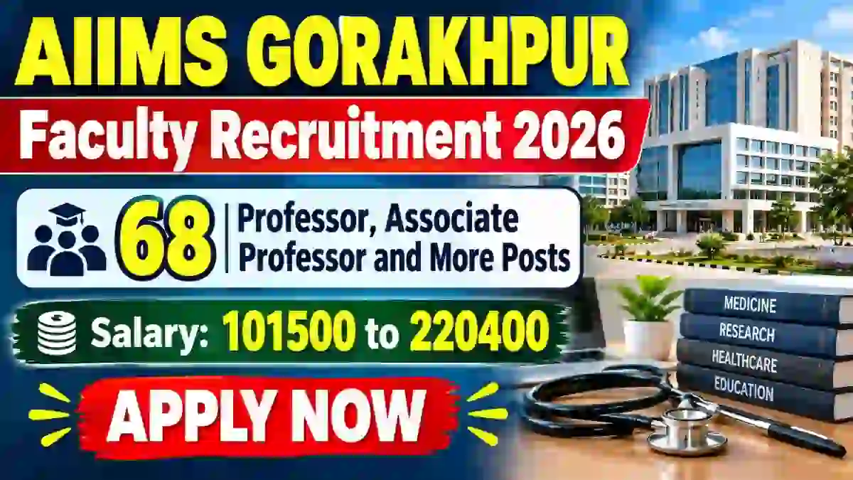 AIIMS Gorakhpur Faculty Recruitment 2026 - Apply Online for 68 Professor, Associate Professor and More Posts