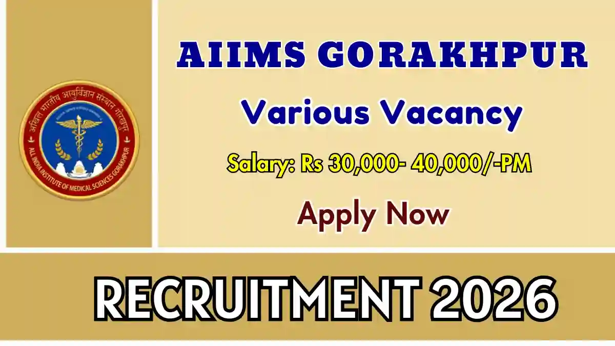 AIIMS Gorakhpur Recruitment 2026 - Apply Offline for 03 Technician, DEO, and More Posts