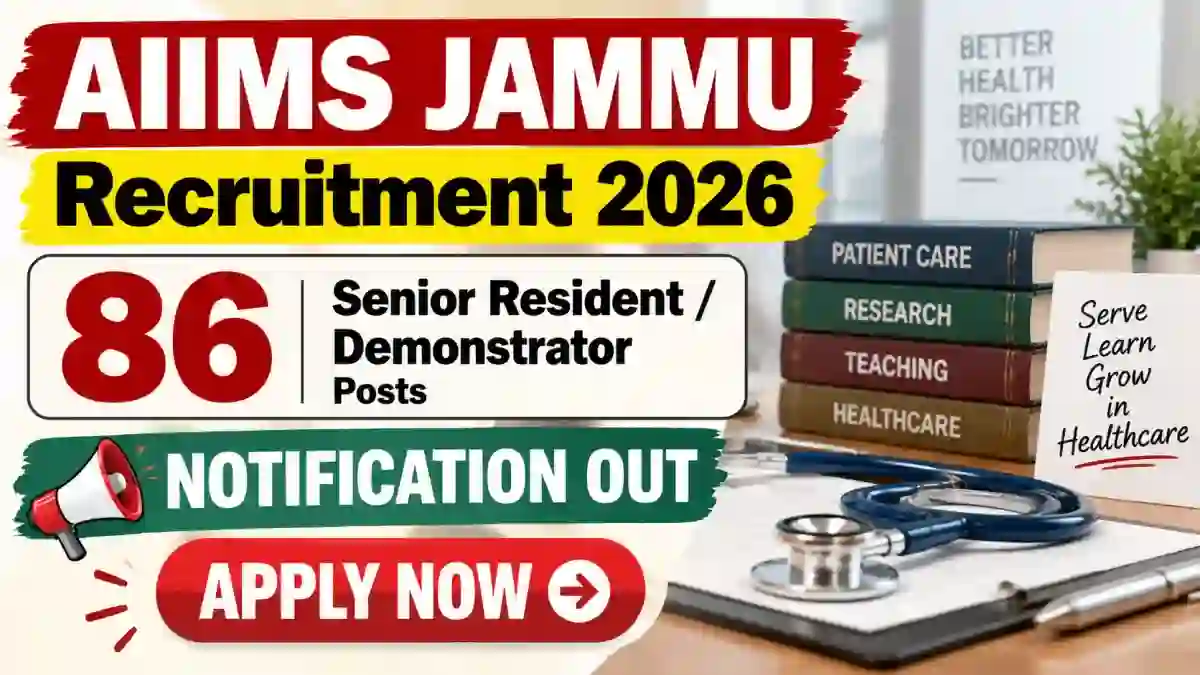 AIIMS Jammu Senior Resident/Demonstrator Recruitment 2026 Notification Out - Apply Online for 86 Posts