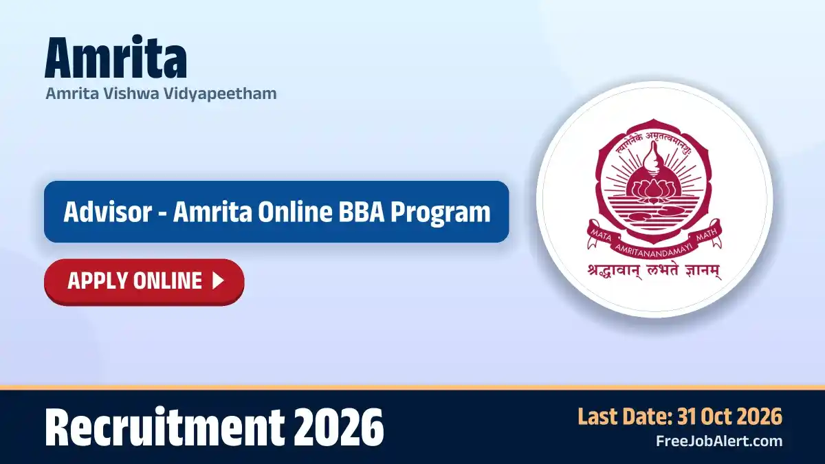 Amrita Advisor - Amrita Online BBA Program Recruitment 2026 – Apply Online