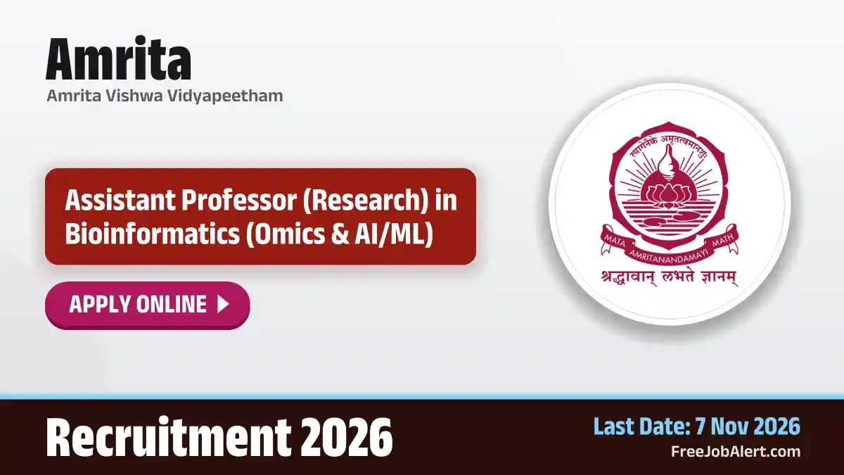 Amrita Assistant Professor Recruitment 2026 – Apply Online