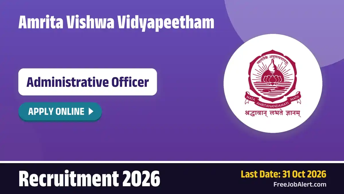 Amrita Vishwa Vidyapeetham Administrative Officer Recruitment 2026 – Apply Online