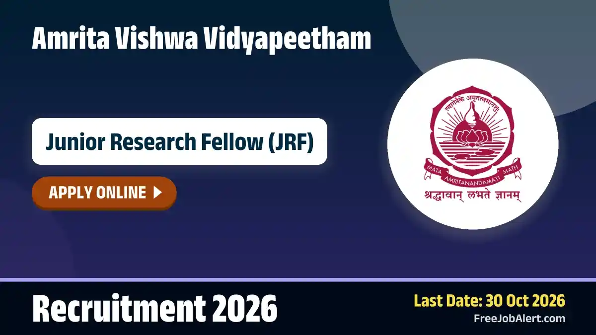 Amrita Vishwa Vidyapeetham Junior Research Fellow Recruitment 2026 – Apply Online
