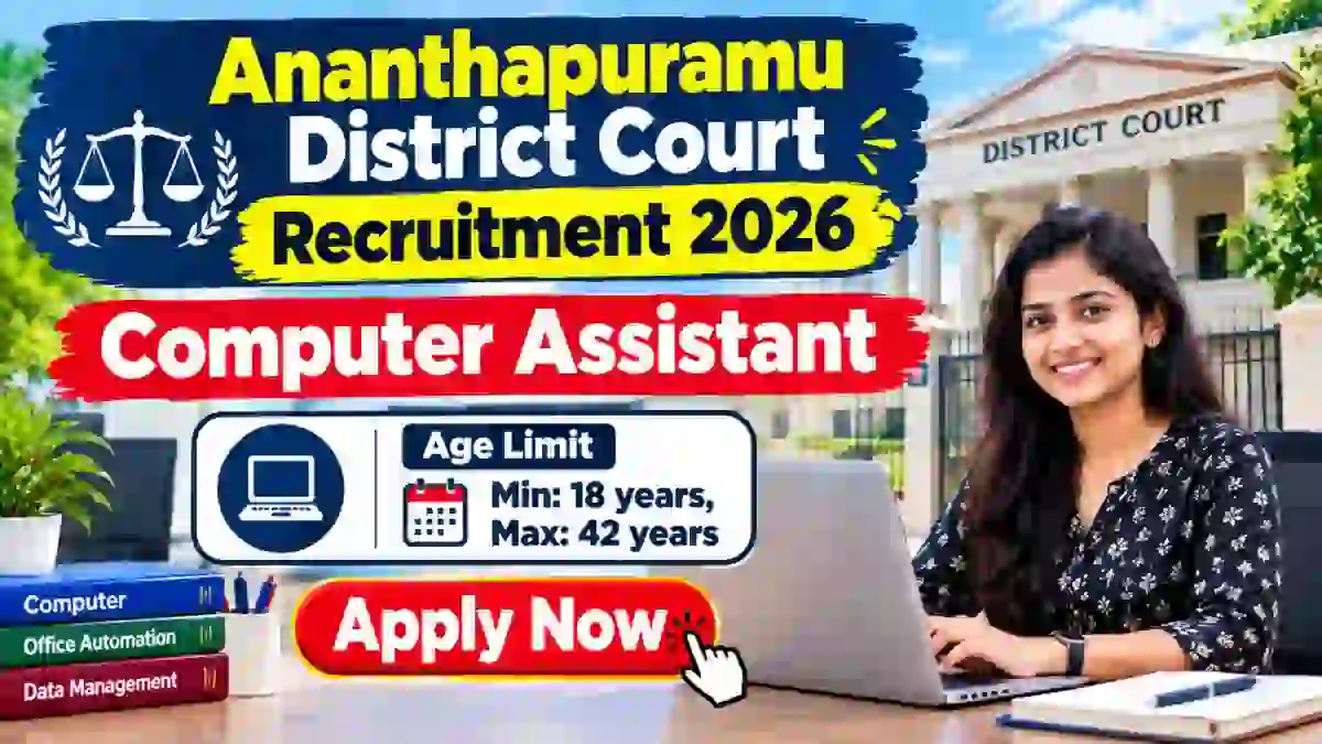 Ananthapuramu District Court Computer Assistant Recruitment 2026 - Apply Offline Ananthapuramu District Court Computer Assistant Recruitment 2026 - Apply Offline