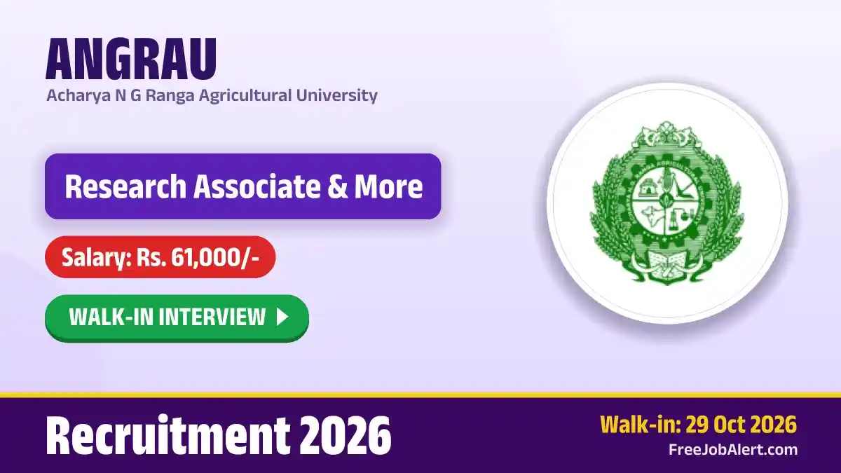 ANGRAU Research Associate & Young Professional Recruitment 2026 – Walk-in for 3 Posts