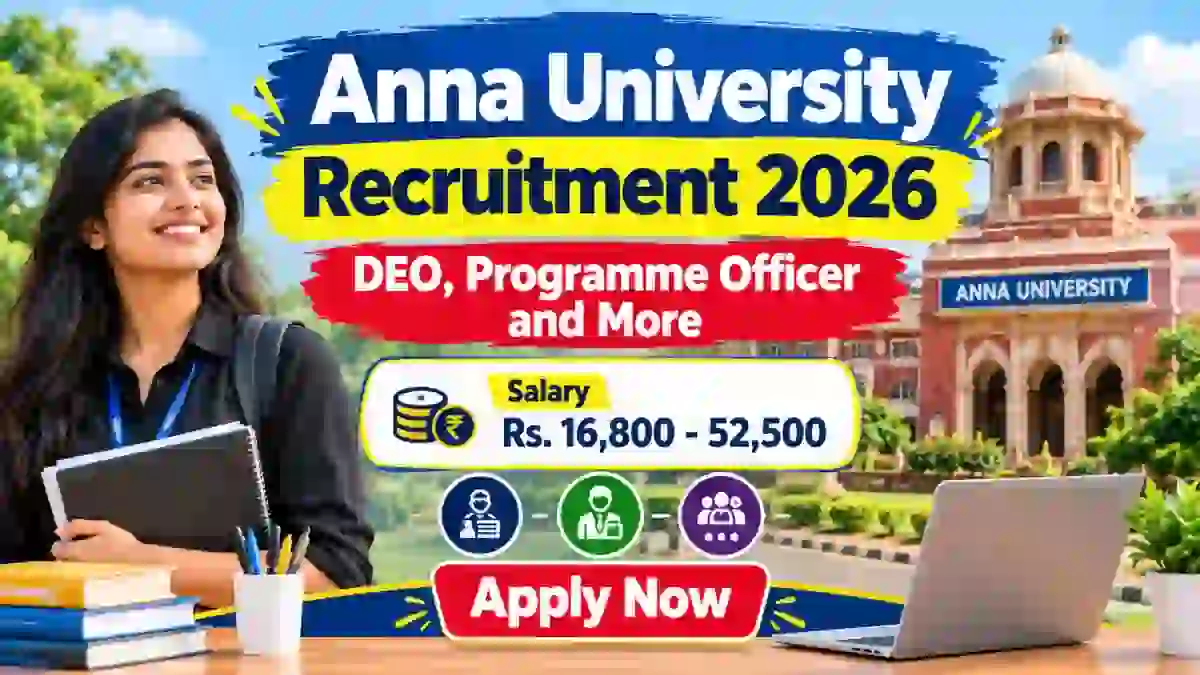 Anna University Recruitment 2026 - Apply Offline for DEO, Programme Officer and More Posts Anna University Recruitment 2026 - Apply Offline for DEO, Programme Officer and More Posts