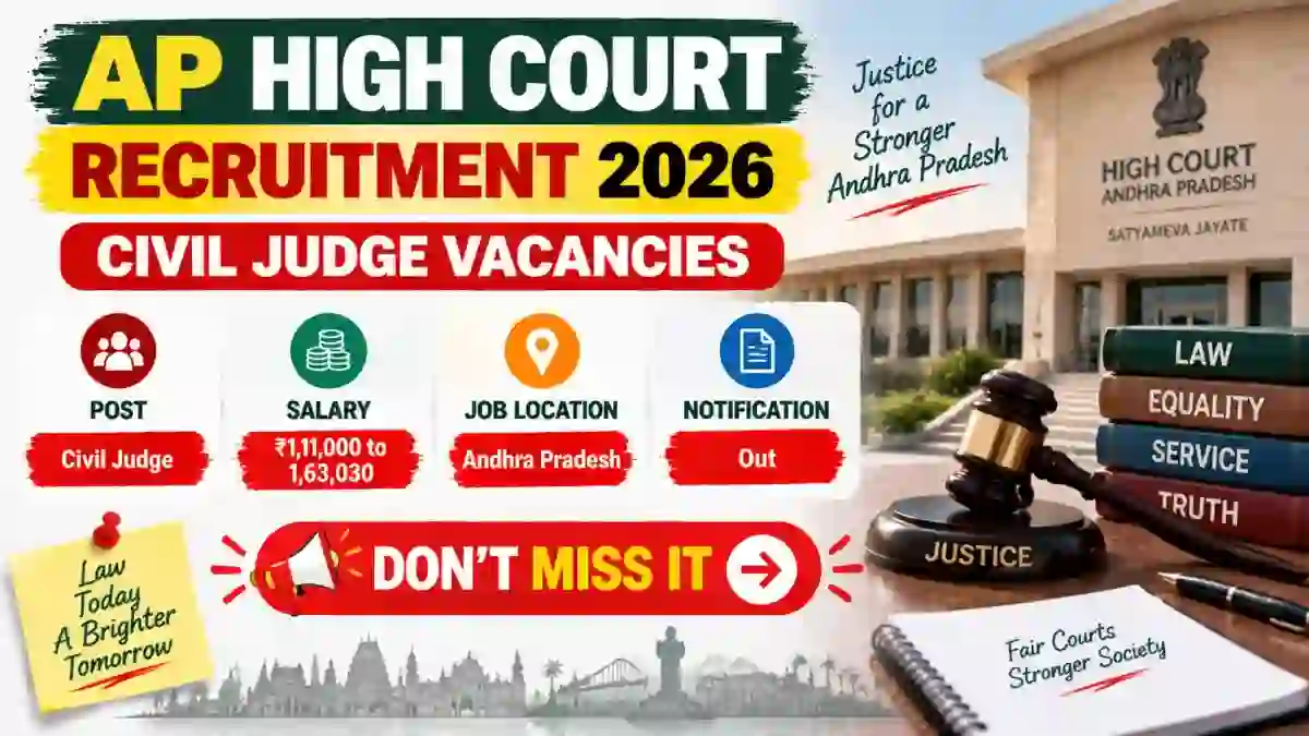 AP High Court Civil Judge Recruitment 2026 - Apply Offline for 16 Posts AP High Court Civil Judge Recruitment 2026 - Apply Offline for 16 Posts