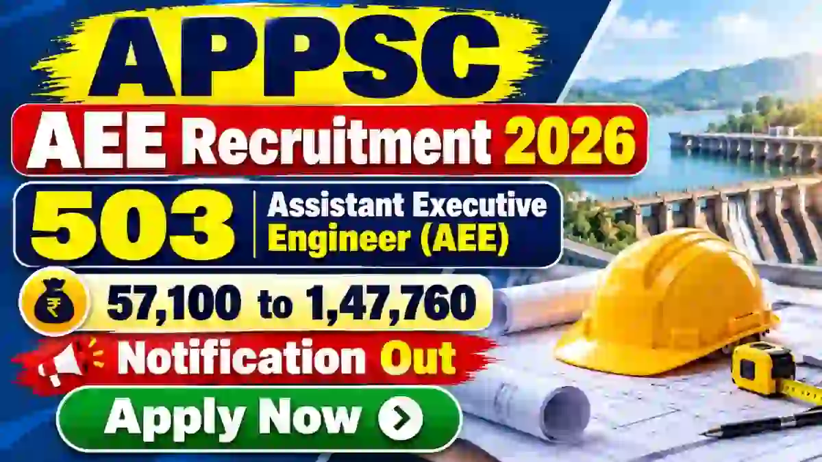 APPSC AEE Recruitment 2026 Notification Out - Apply Online for 503 Assistant Executive Engineer Posts APPSC AEE Recruitment 2026 Notification Out - Apply Online for 503 Assistant Executive Engineer Posts