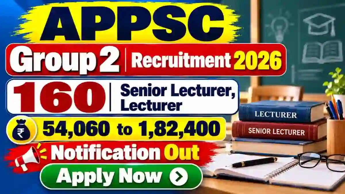 APPSC DIET Lecturer Recruitment 2026 Notification Out – Apply Online for 160 Senior Lecturer and Lecturer Posts APPSC DIET Lecturer Recruitment 2026 Notification Out – Apply Online for 160 Senior Lecturer and Lecturer Posts