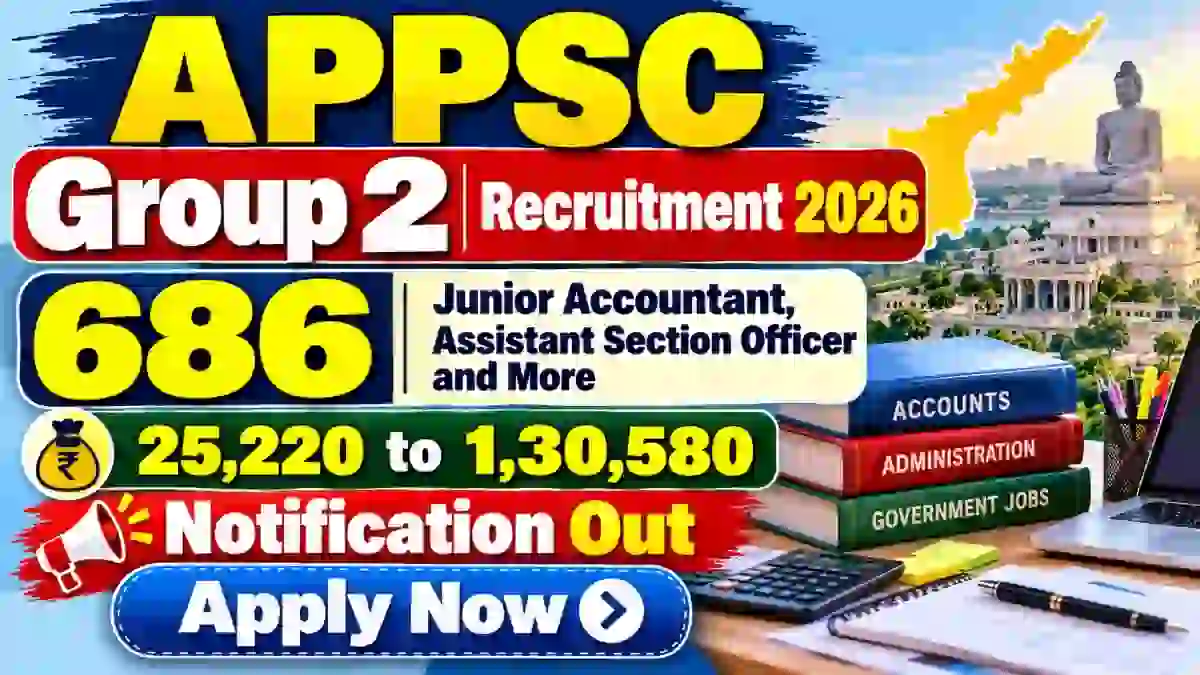 APPSC Group 2 Recruitment 2026 – Apply Online for Junior Accountant, Assistant Section Officer and More Posts APPSC Group 2 Recruitment 2026 – Apply Online for Junior Accountant, Assistant Section Officer and More Posts