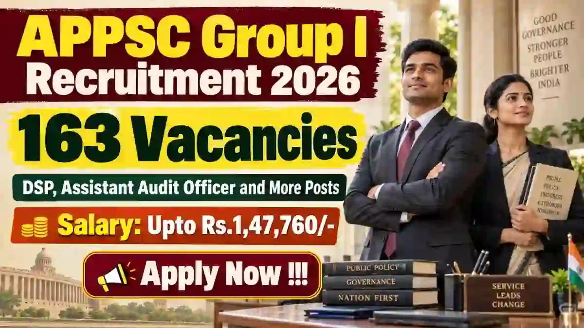 APPSC Group I Recruitment 2026 - Apply Online for 163 DSP, Assistant Audit Officer and More Posts