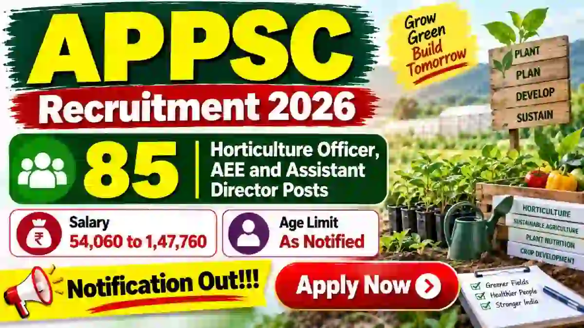APPSC Recruitment 2026 - Apply Online for 85 Horticulture Officer, AEE and Assistant Director Posts