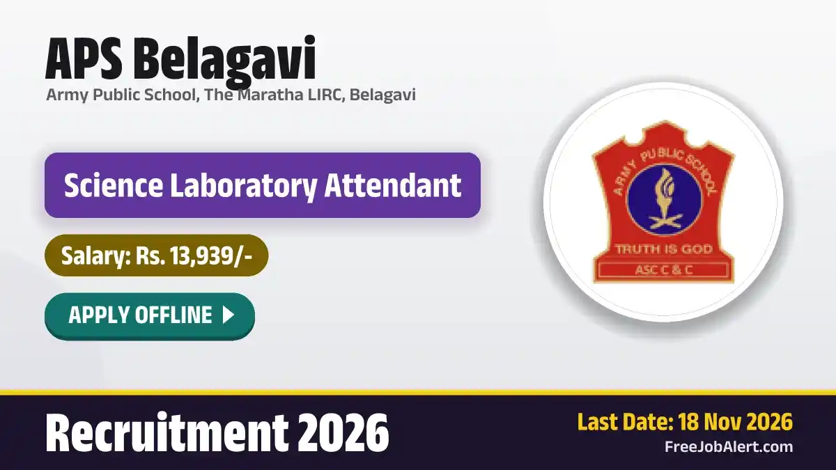 APS Belagavi Science Laboratory Attendant Recruitment 2026 – Apply Offline