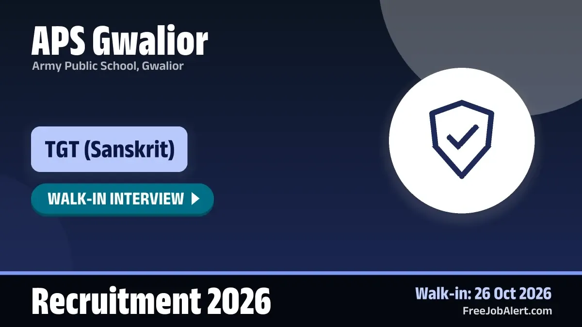 APS Gwalior TGT Recruitment 2026 – Apply Offline
