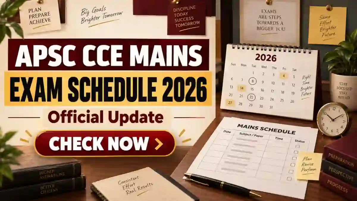 APSC CCE Mains Exam Schedule 2026 (Out) - Check Full Timetable, Dates & Admit Card