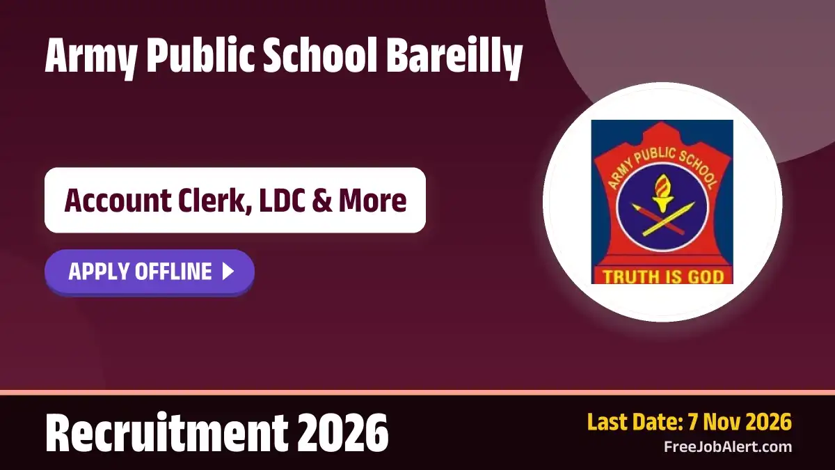 Army Public School Bareilly Recruitment 2026 – Apply Offline for Account Clerk, LDC and More Posts