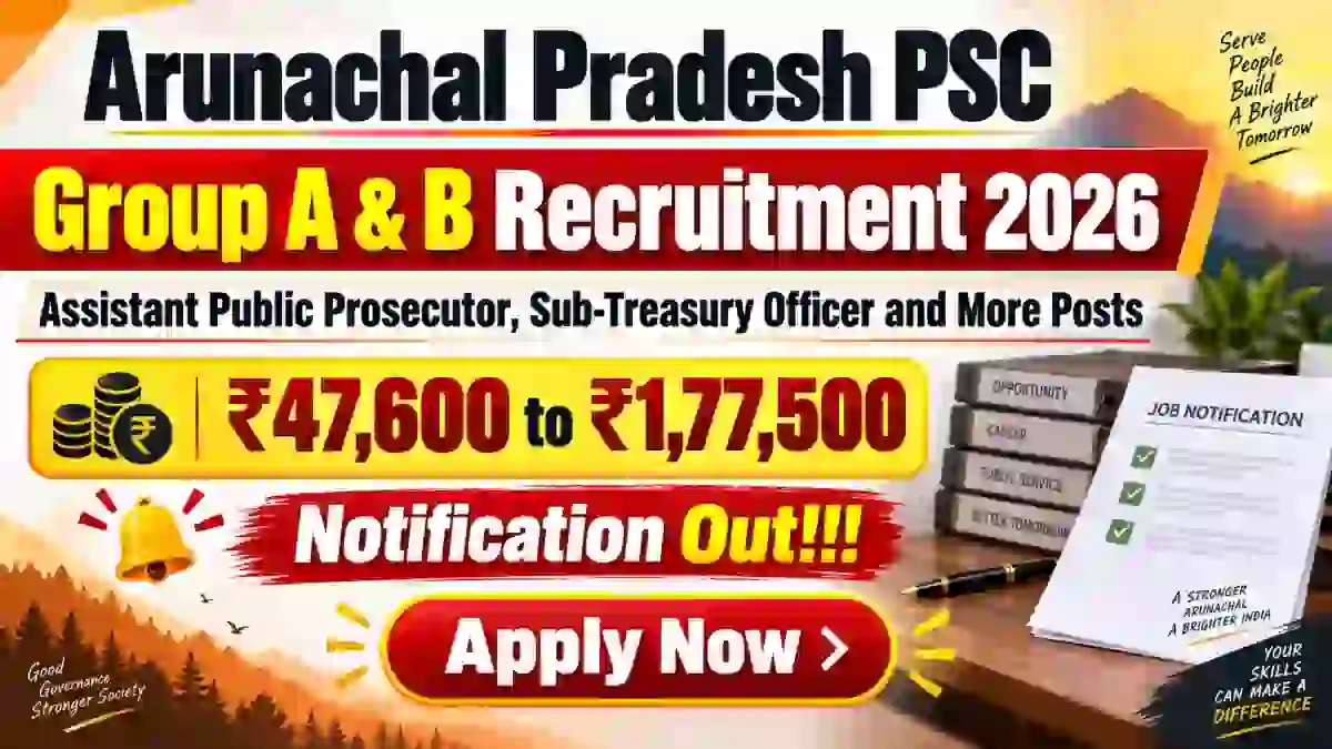 Arunachal Pradesh PSC Group A & B Recruitment 2026: 37 Vacancies, Apply Online by 12 Oct