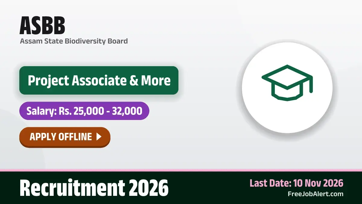 ASBB Recruitment 2026 – Apply Offline for 2 Project Associate, Project Assistant Posts
