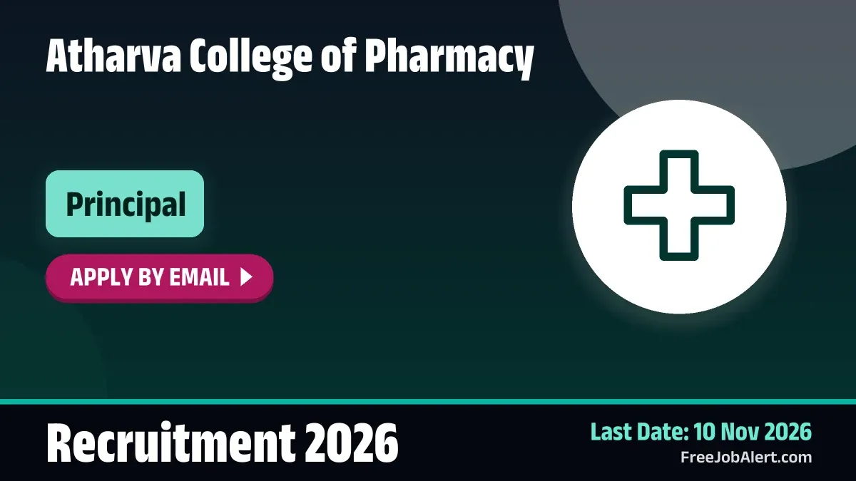 Atharva College of Pharmacy Principal Recruitment 2026 – Apply Online