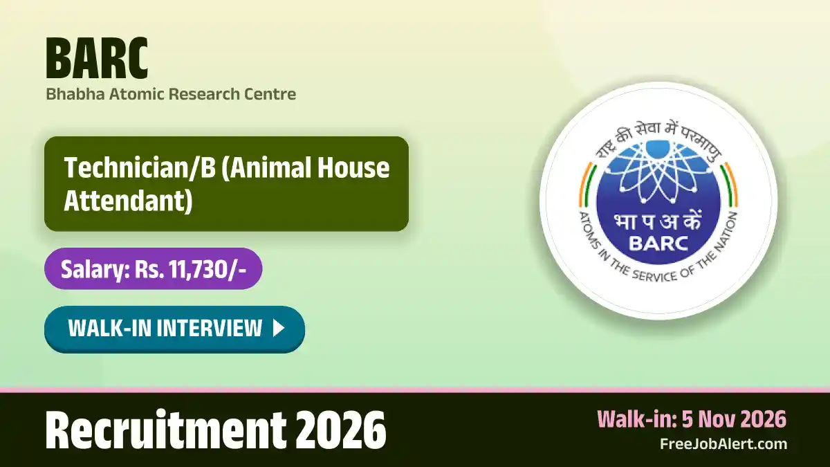BARC Technician/B Recruitment 2026 – Walkin