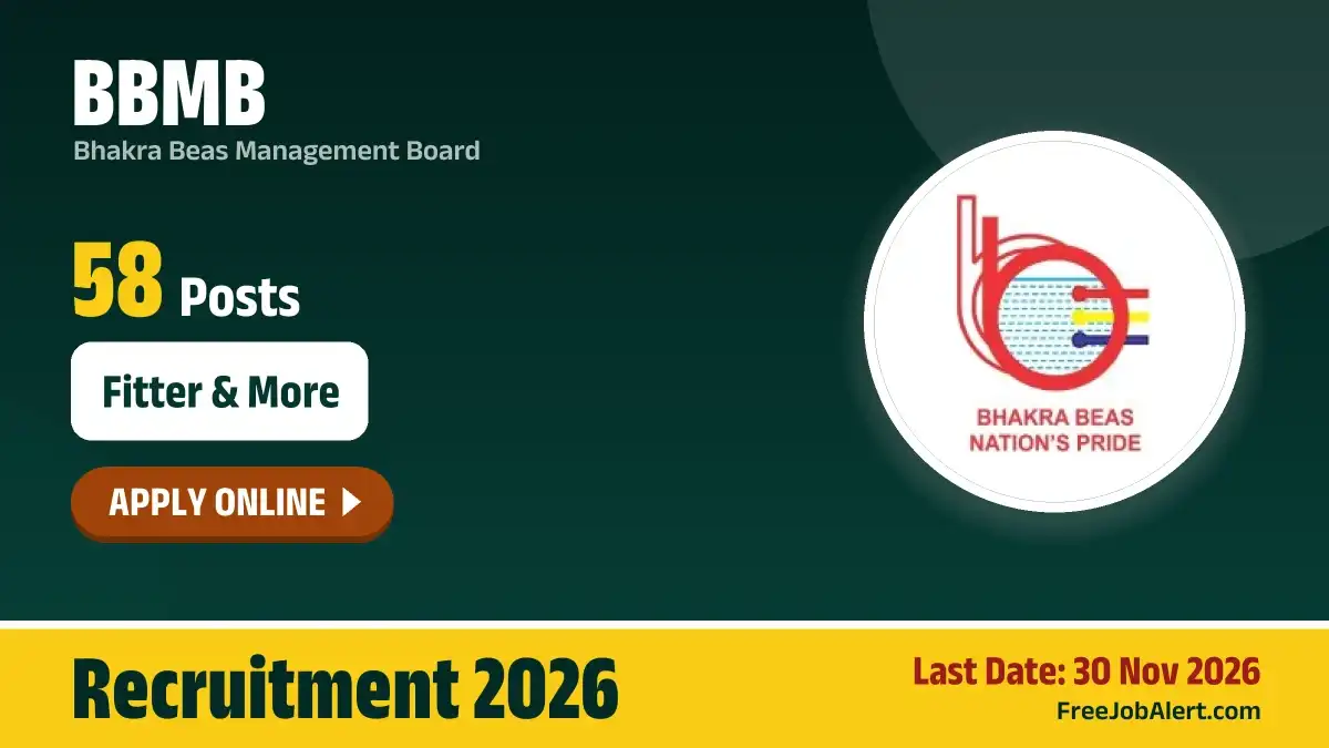 BBMB Apprentice Recruitment 2026 – Apply Online for 58 Posts BBMB Apprentice Recruitment 2026 – Apply Online for 58 Posts