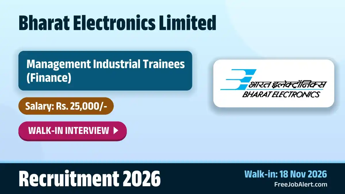 BEL Management Industrial Trainees Recruitment 2026 – Walkin for 11 Posts BEL Management Industrial Trainees Recruitment 2026 – Walkin for 11 Posts