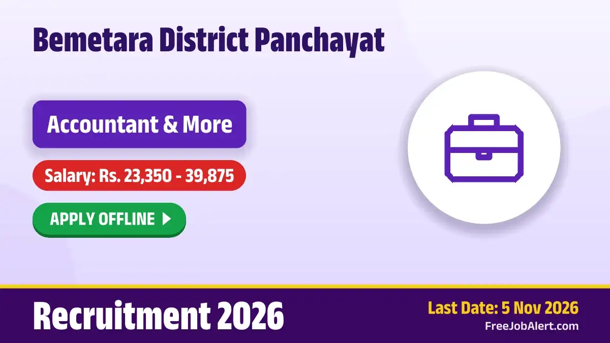 Bemetara District Panchayat Recruitment 2026 – Apply Offline for 4 Accountant, Program Officer and More Posts Bemetara District Panchayat Recruitment 2026 – Apply Offline for 4 Accountant, Program Officer and More Posts