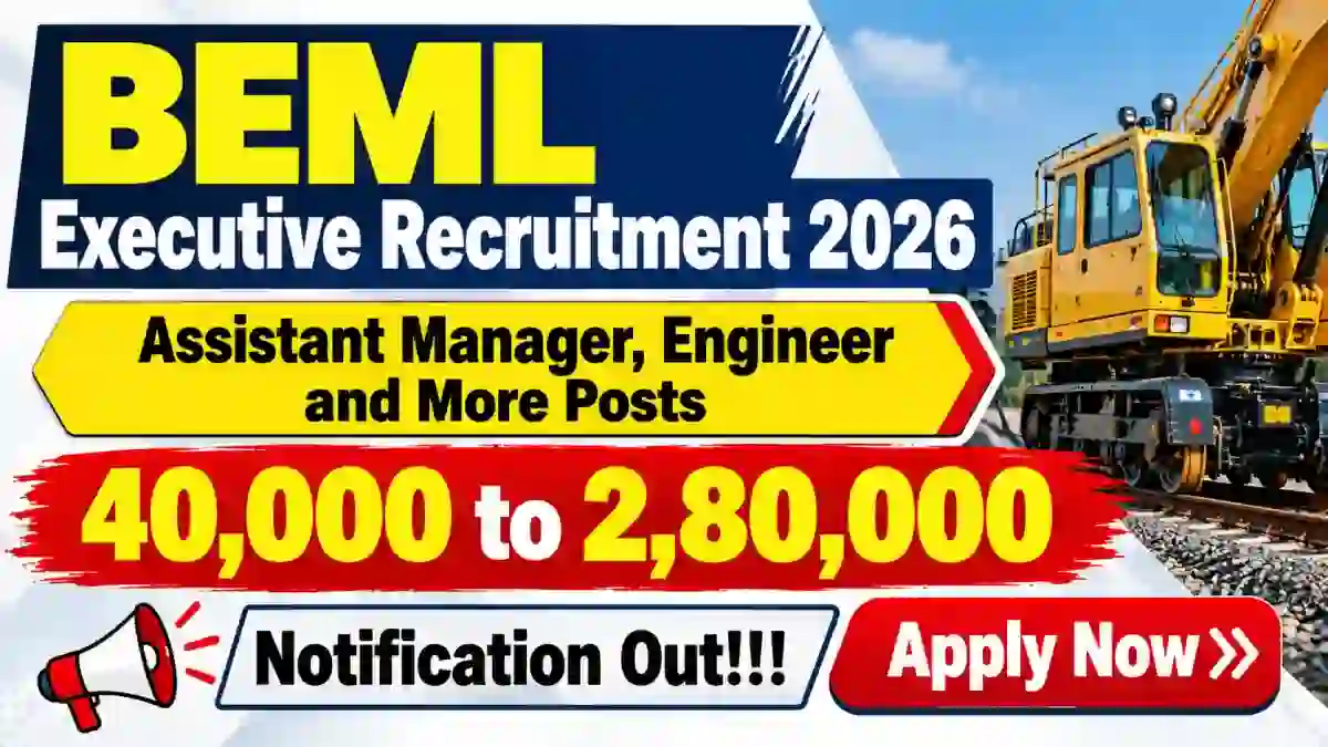 BEML Executive Recruitment 2026 - Apply Online for 13 Assistant Manager, Engineer and More Posts