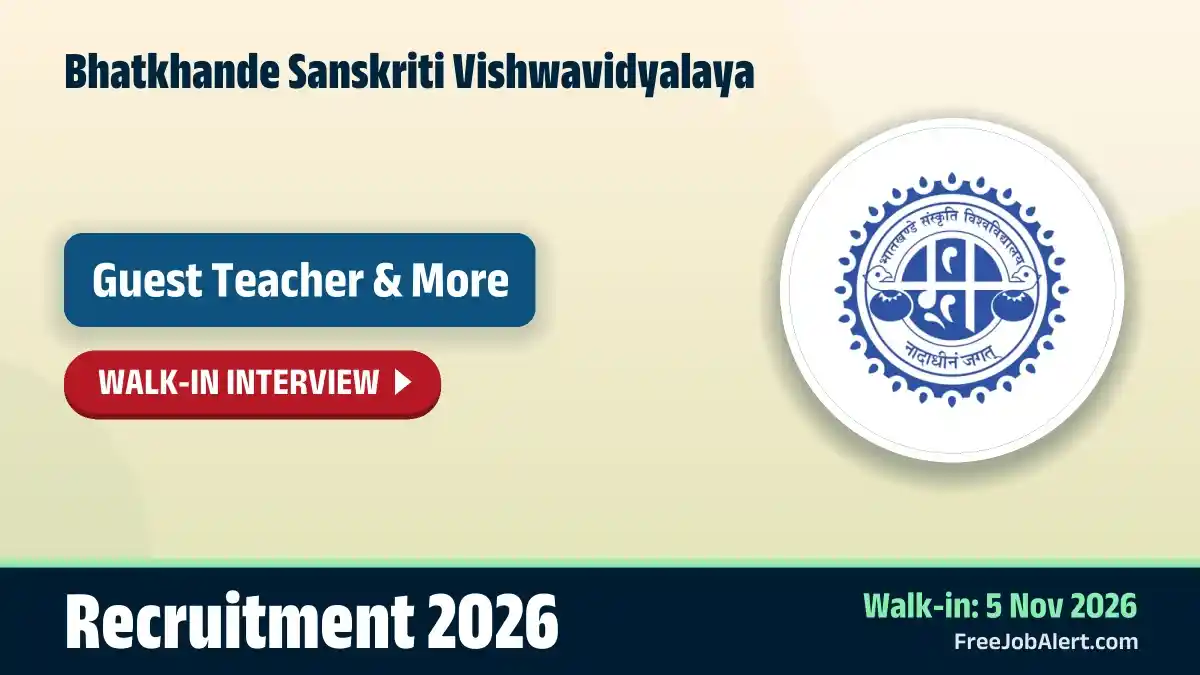 Bhatkhande Sanskriti Vishwavidyalaya Recruitment 2026 – Walkin for 13 Guest Teacher, Guest Accompanist Posts Bhatkhande Sanskriti Vishwavidyalaya Recruitment 2026 – Walkin for 13 Guest Teacher, Guest Accompanist Posts