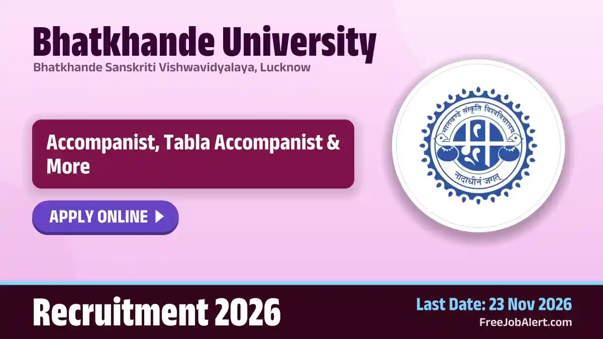 Bhatkhande University Recruitment 2026 – Apply Online for 14 Accompanist and Tabla Accompanist Posts