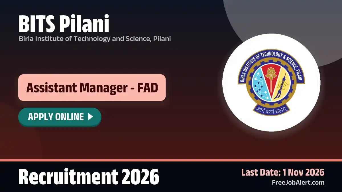 BITS Pilani Assistant Manager Recruitment 2026 – Apply Online