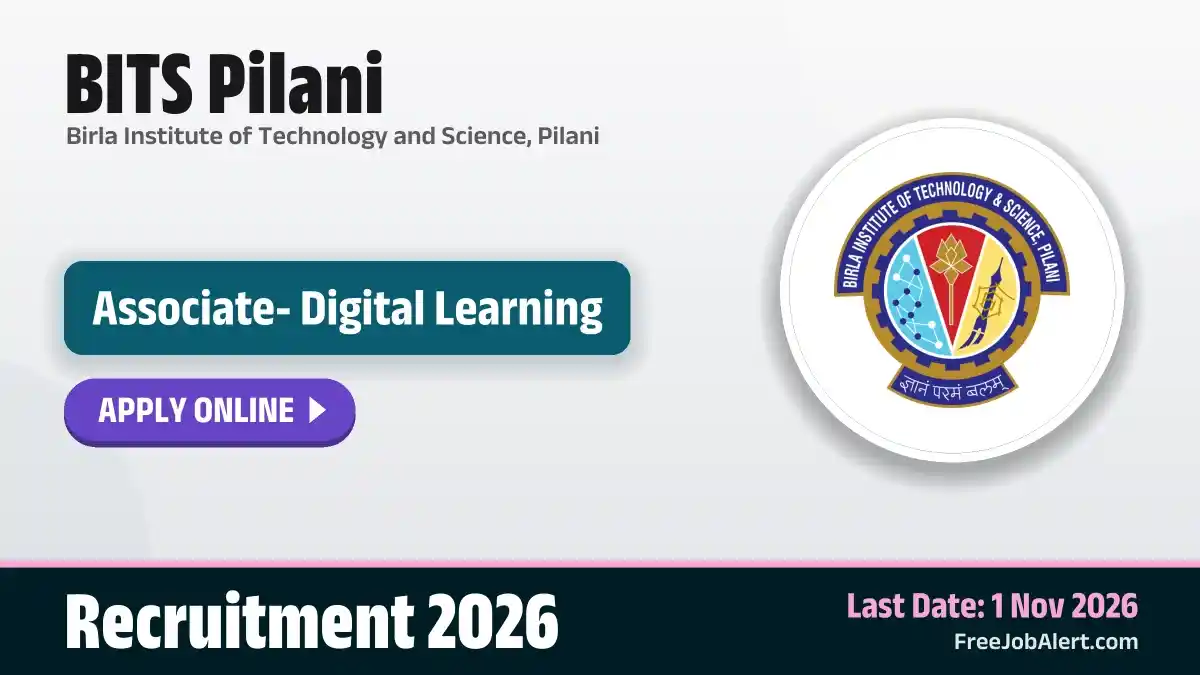 BITS Pilani Associate Recruitment 2026 – Apply Online