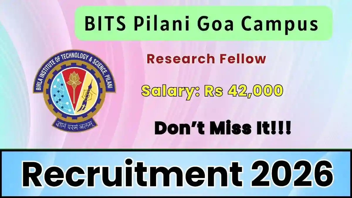 BITS Pilani Research Fellow Recruitment 2026 – Apply for 1 PhD Aspirant Position