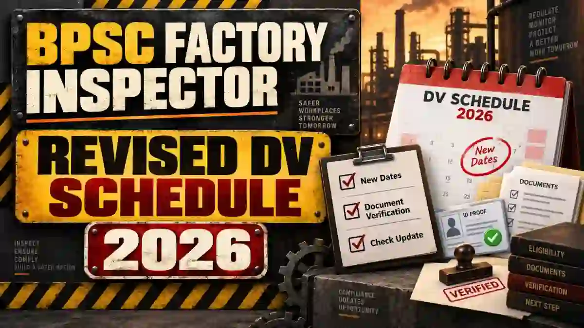 BPSC Factory Inspector Revised DV Schedule 2026 - Dates & Documents