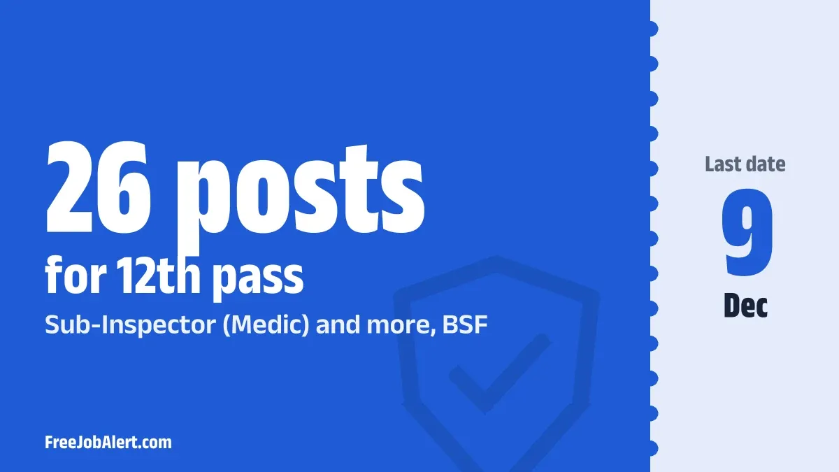 BSF Sub Inspector Recruitment 2026 – Apply Offline for 34 Posts