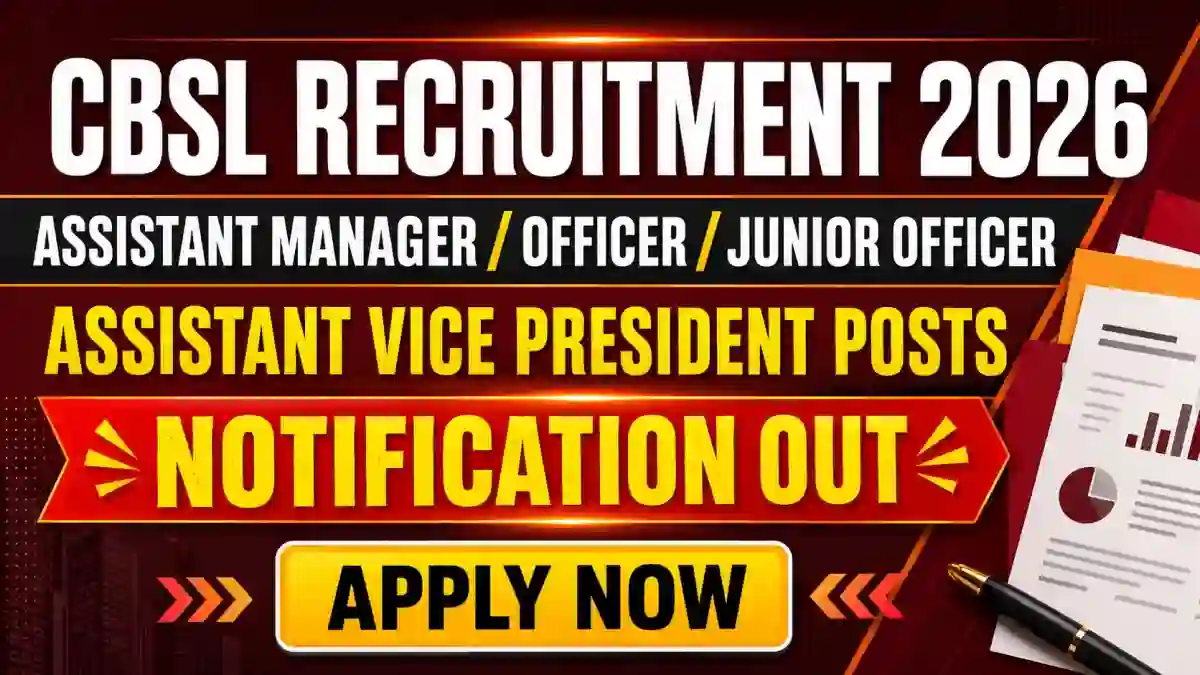 CBSL Recruitment 2026 - Apply Online for 10 Assistant Manager / Officer/ Junior Officer, Assistant Vice President Posts