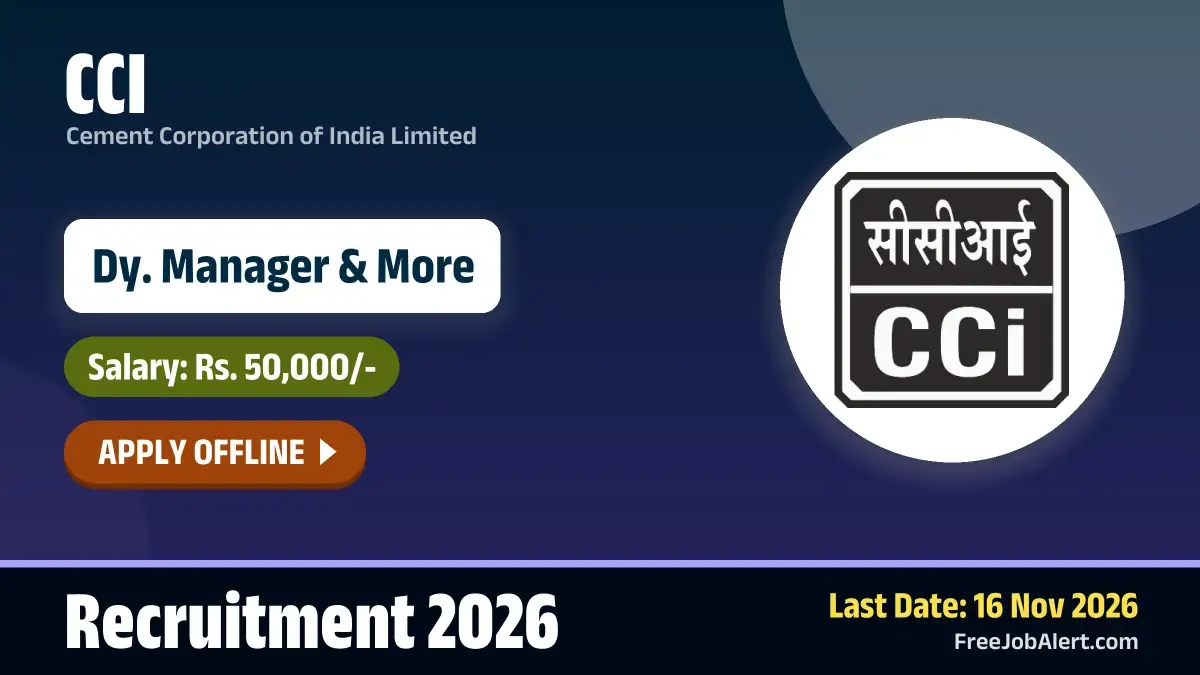 CCI Dy. Manager Recruitment 2026 – Apply Offline for 7 Posts