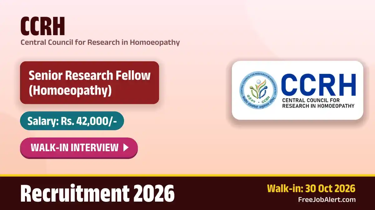 CCRH Senior Research Fellow Recruitment 2026 – Walkin
