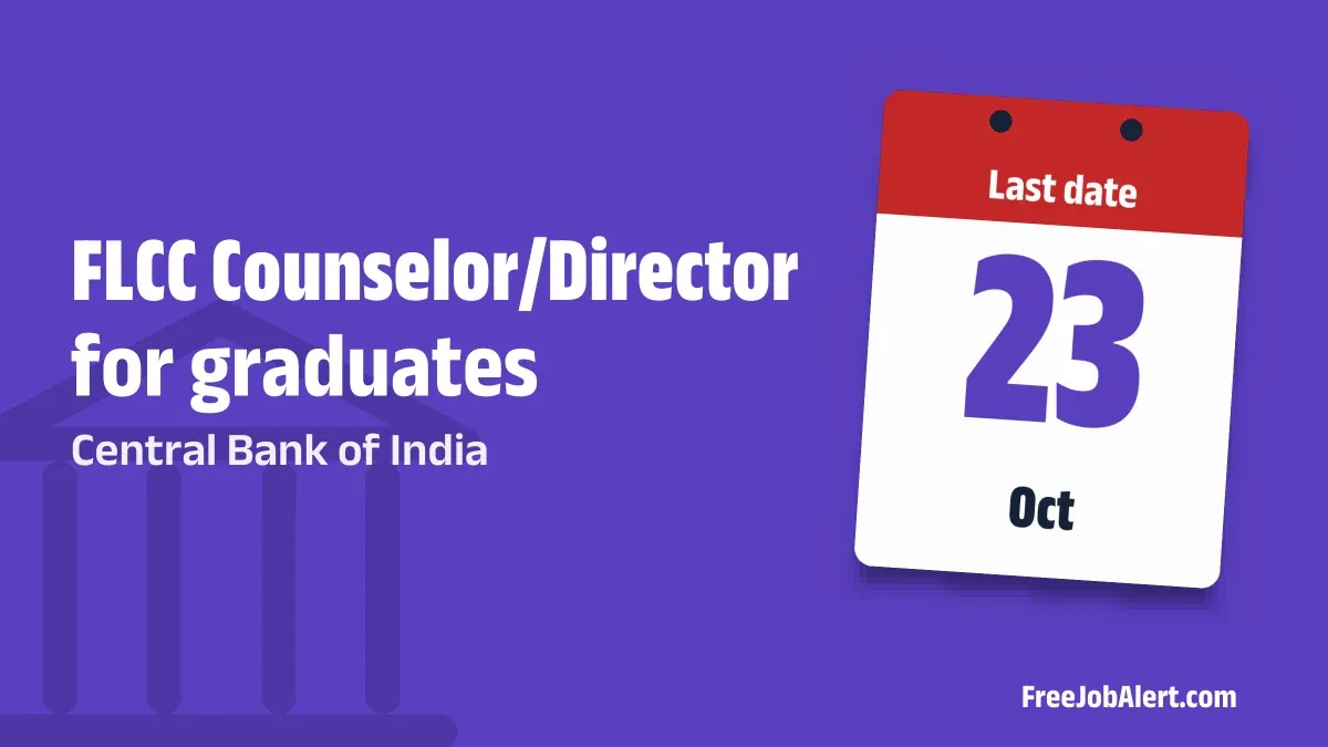 Central Bank of India FLCC Counselor/ Director Recruitment 2026 – Apply Offline