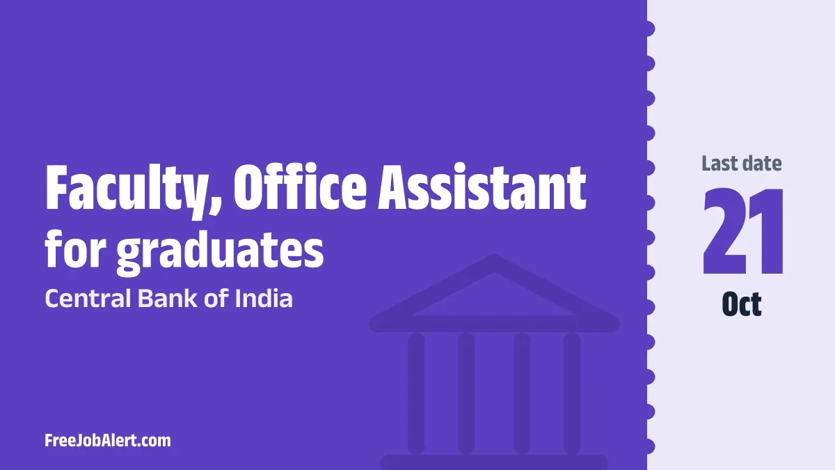 Central Bank of India Recruitment 2026 – Apply Offline Faculty, Office Assistant Posts