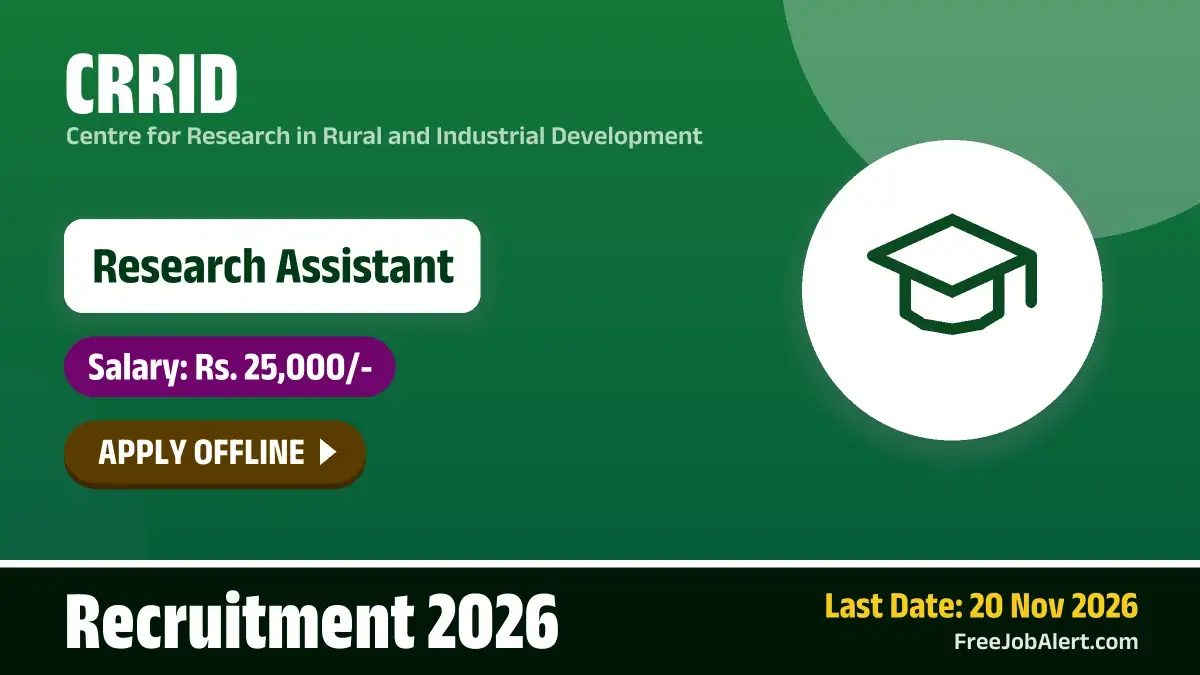 CRRID Research Assistant Recruitment 2026 – Apply Offline CRRID Research Assistant Recruitment 2026 – Apply Offline