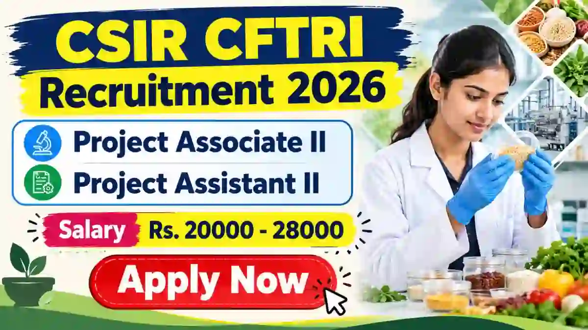 CSIR CFTRI Recruitment 2026 - Apply Online for Project Associate II, Project Assistant II Posts
