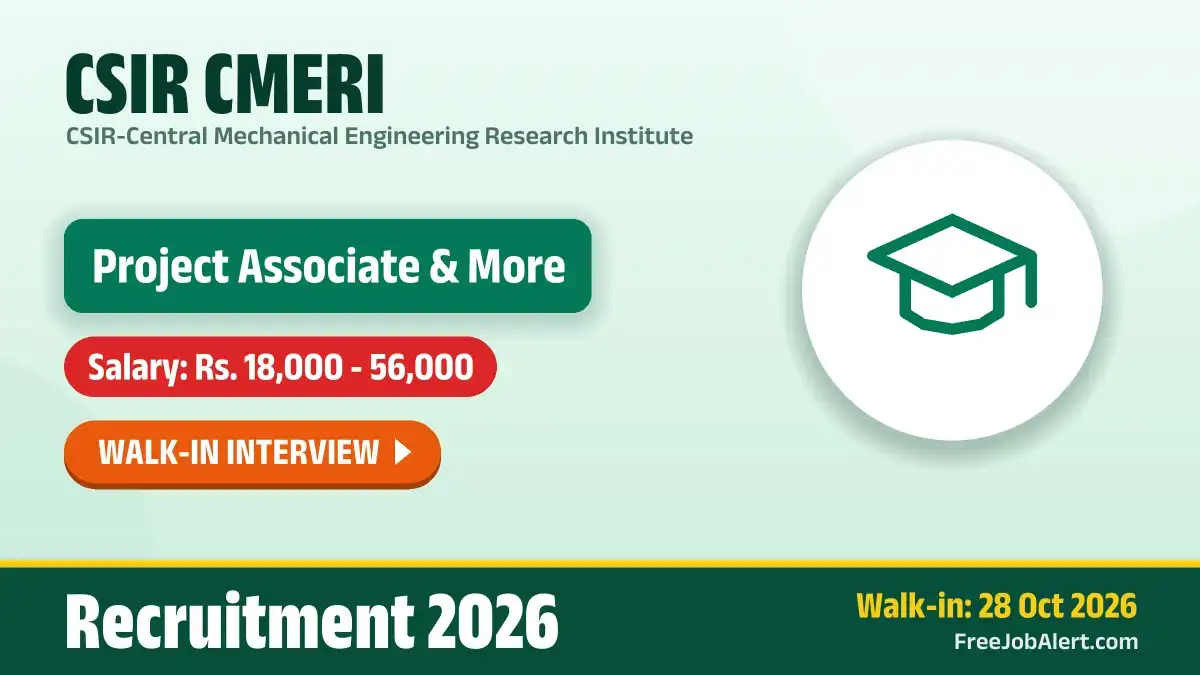 CSIR CMERI Recruitment 2026 – Walkin for 39 Project Associate, Project Assistant and Other Posts