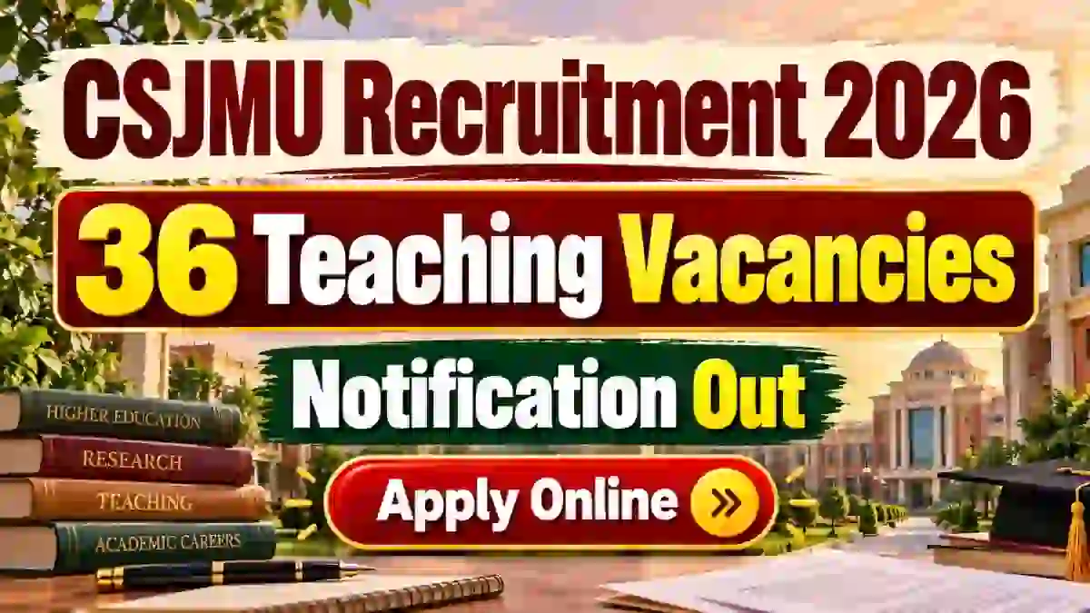 CSJMU Teaching Recruitment 2026 - Apply Online for 36 Professor, Associate and Assistant Professor Posts