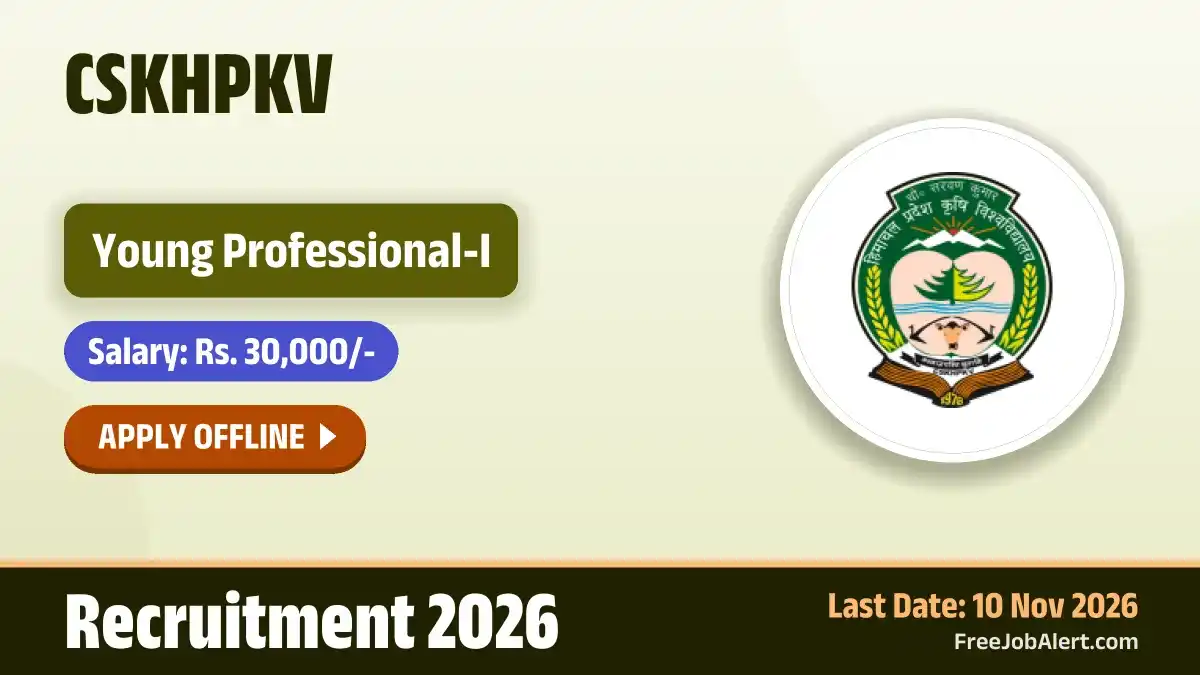 CSKHPKV Young Professional I Recruitment 2026 – Apply Offline